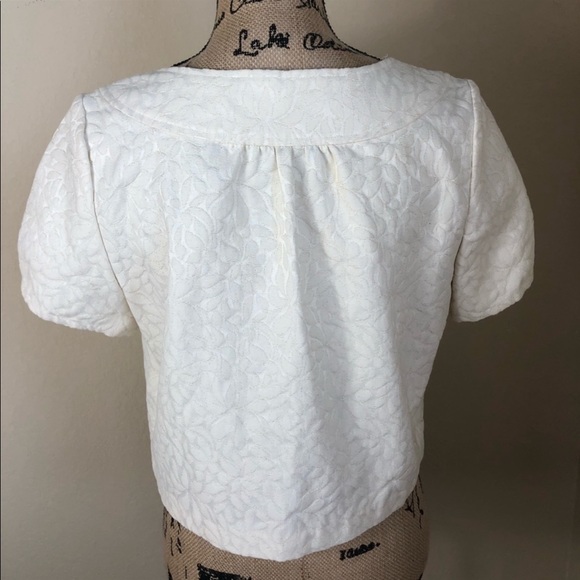 ANA Vintage Ivory Textured Shirt Cropped Jacket - Picture 2 of 4